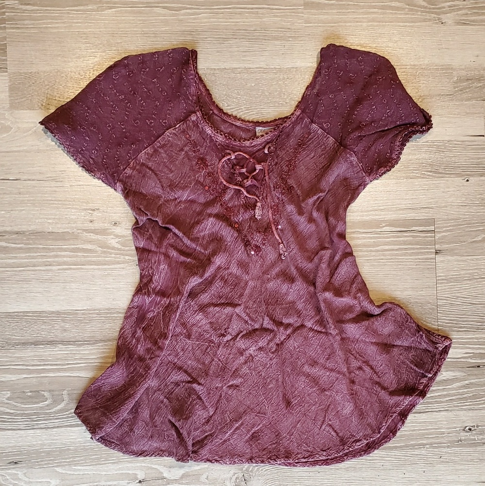 NWT Tie Neck Blouse with Sequin Detail